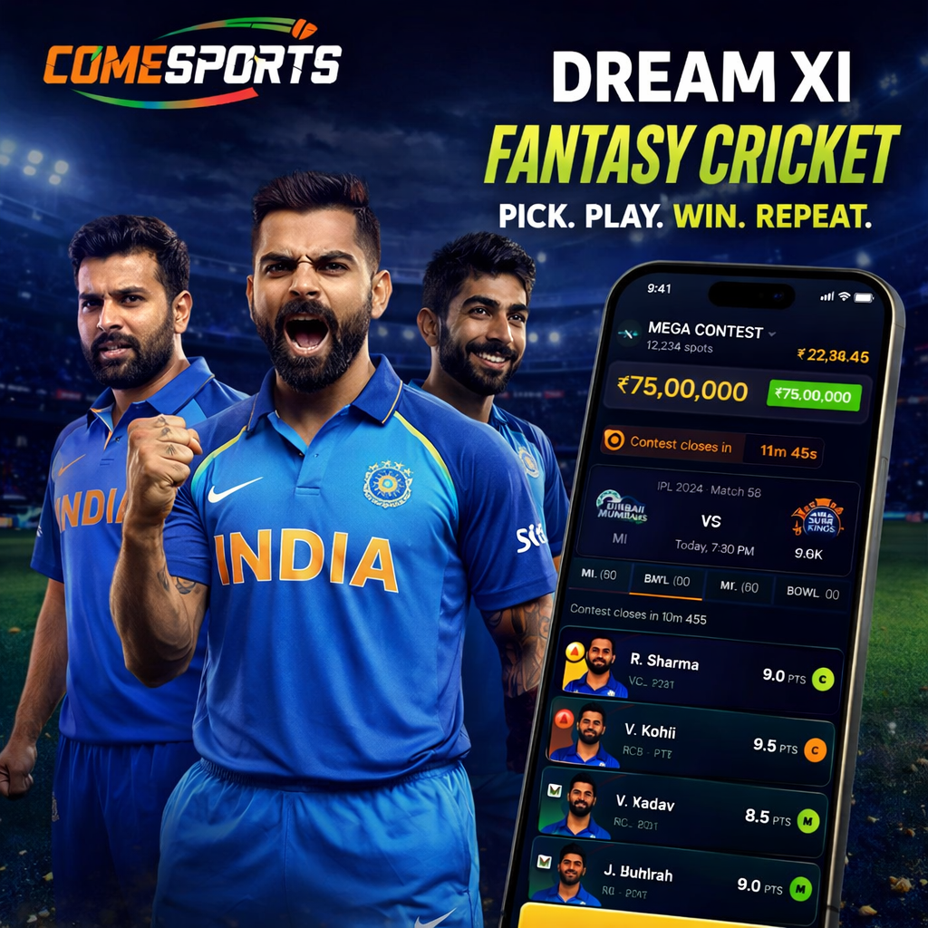 Cricket App Guru fantasy cricket and India team visual
